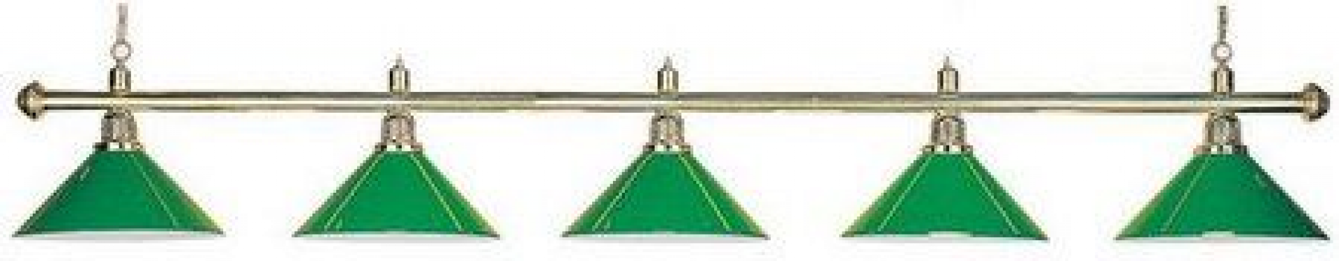 lampa 5 lampová zelené stínidlo/zlatá tyč