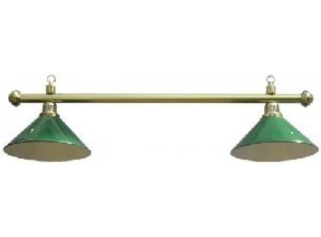 lampa 2 lampová zelené stínidlo/zlatá tyč