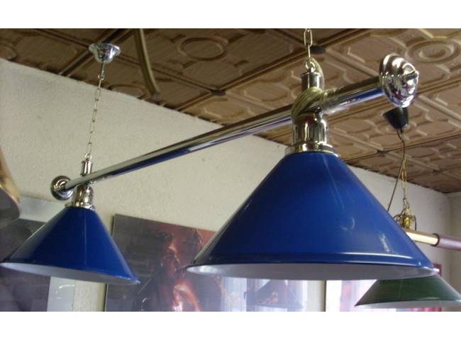 lampa de luxe 2 lampová modré stínidlo/stříbrná tyč