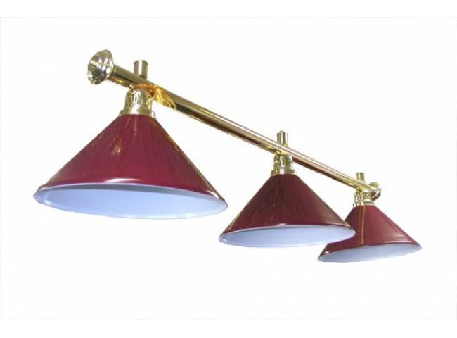 lampa de luxe 3 lampová červené stínidlo/zlatá tyč